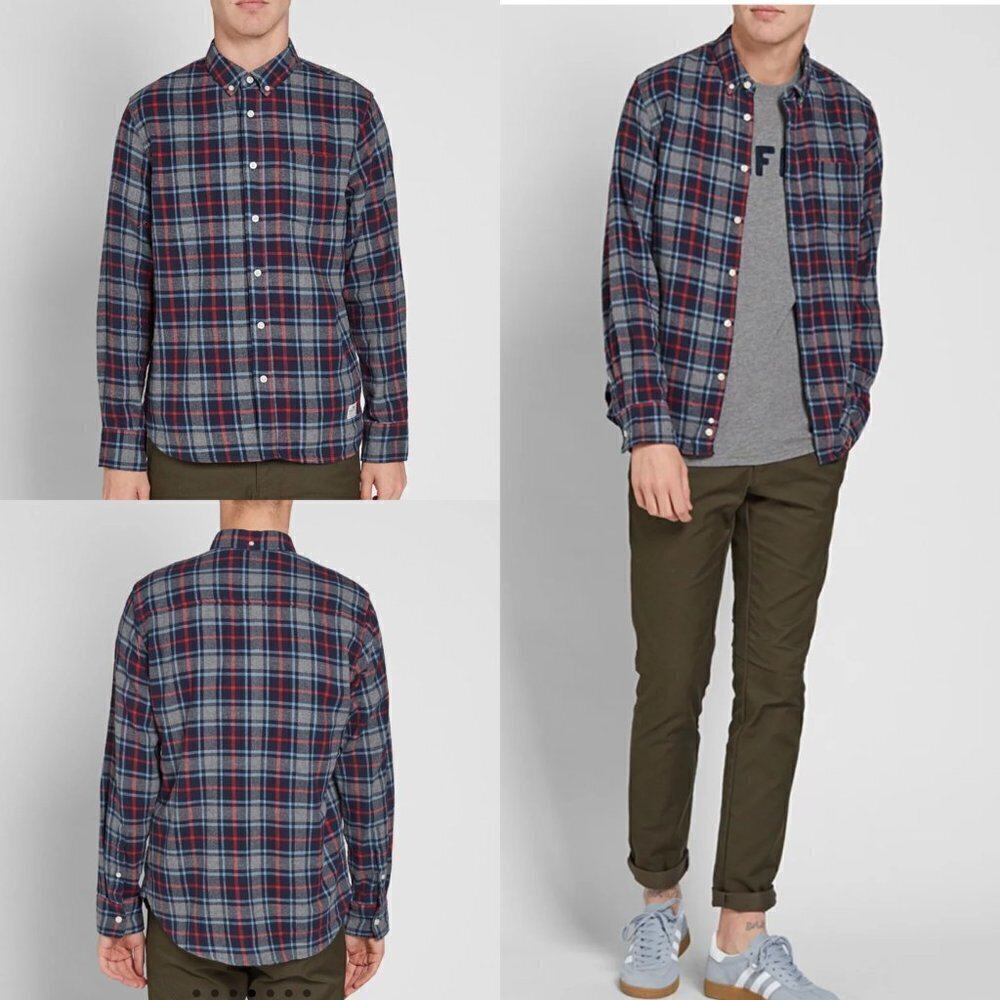 Penfield Crossfield Blue Red Grey Plaid‎ Button Down Shirt Sz S